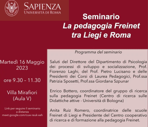 Registrazione seminario sulla Pedagogia Freinet tra Liegi e Roma